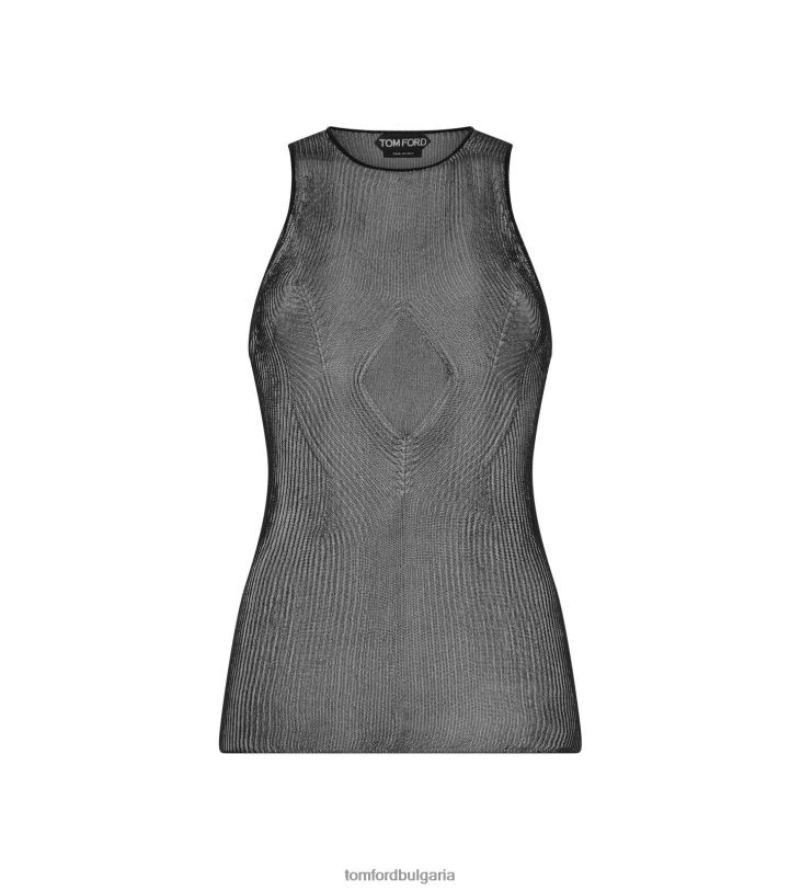 Жени облекло потник от фина копринена ребра черен TOM FORD B880D1179