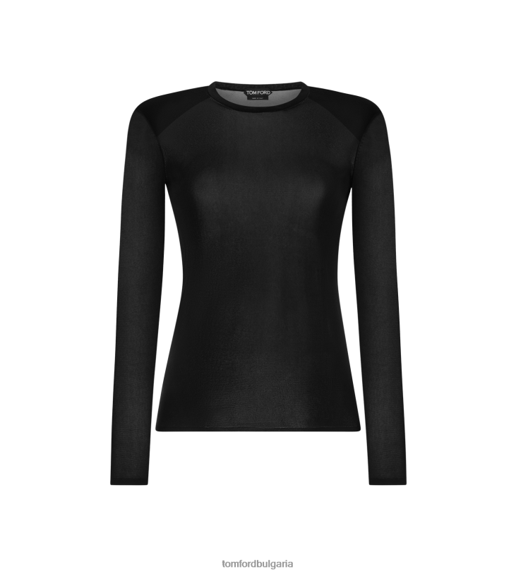 Жени облекло облегащо горнище от трико от вискоза черен TOM FORD B880D1181