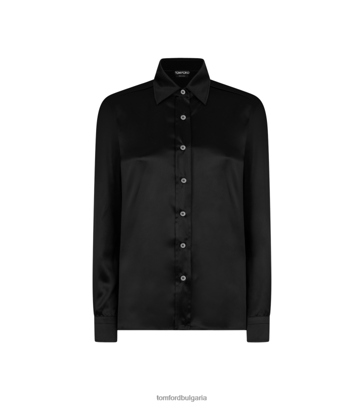Жени облекло копринена сатенена риза черен TOM FORD B880D1186