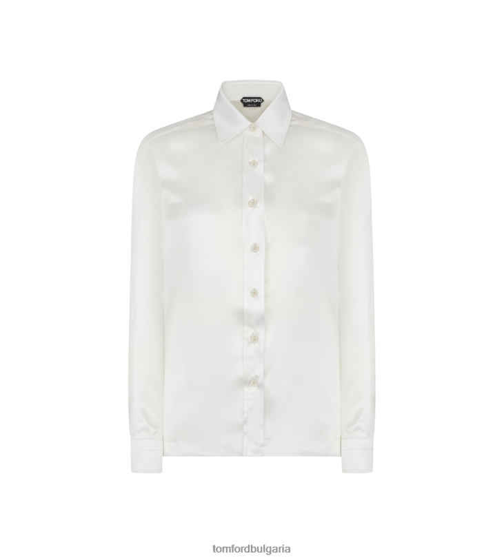 Жени облекло копринена сатенена риза екрю TOM FORD B880D1187