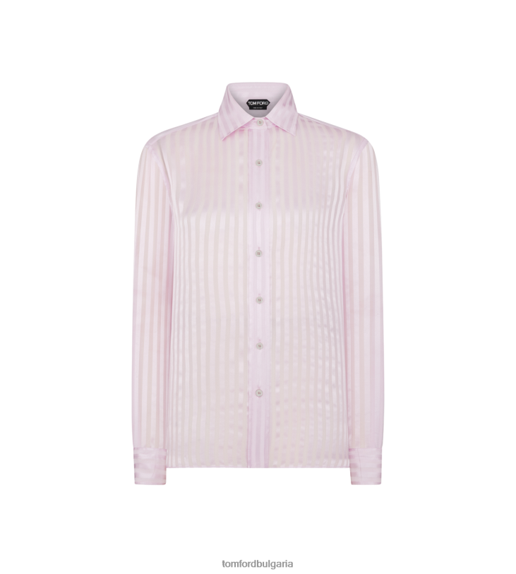 Жени облекло раирана копринена риза люляк TOM FORD B880D1189