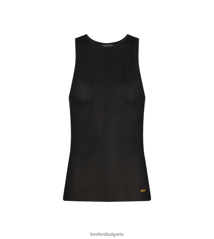Жени облекло лъскав потник от вискозна ребра черен TOM FORD B880D1190
