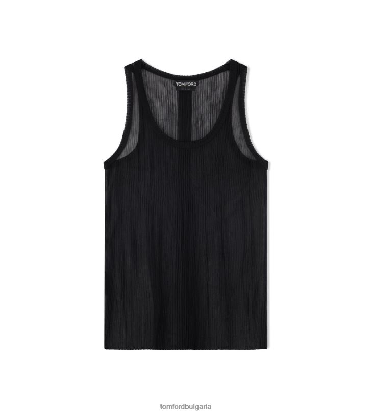 Жени облекло прозрачен потник от трико с ребра черен TOM FORD B880D1192