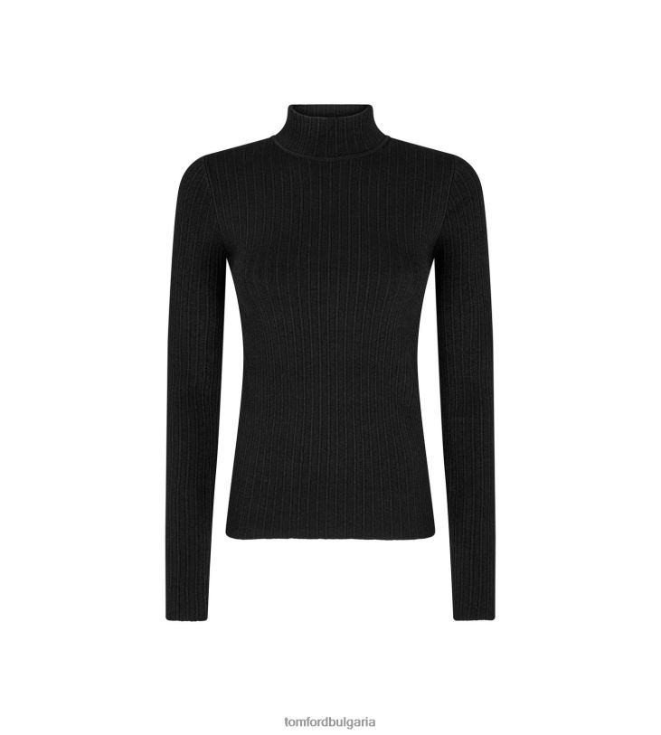 Жени облекло горна част от фина копринена ребра черен TOM FORD B880D1197