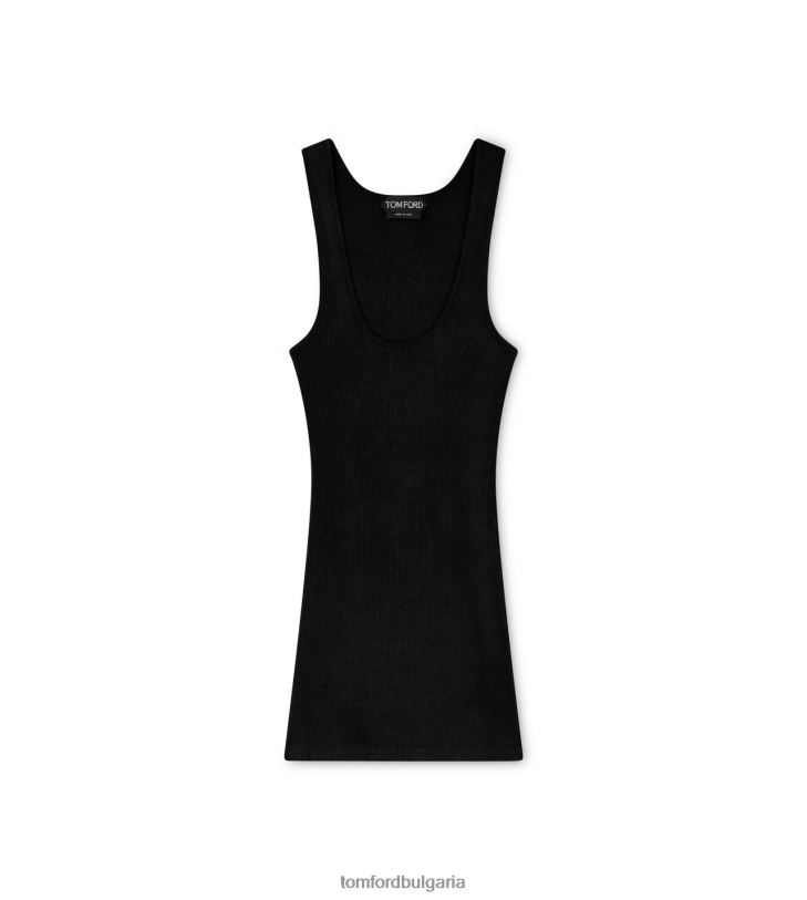 Жени облекло потник от фина копринена ребра черен TOM FORD B880D1198