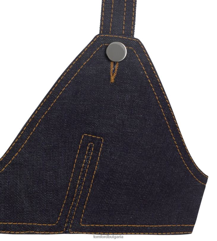 Жени облекло олекотен дънков сутиен с метални копчета тъмно индиго TOM FORD B880D1210