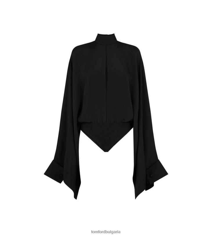 Жени облекло горнище с широки ръкави от копринен марокански цвят черен TOM FORD B880D1211