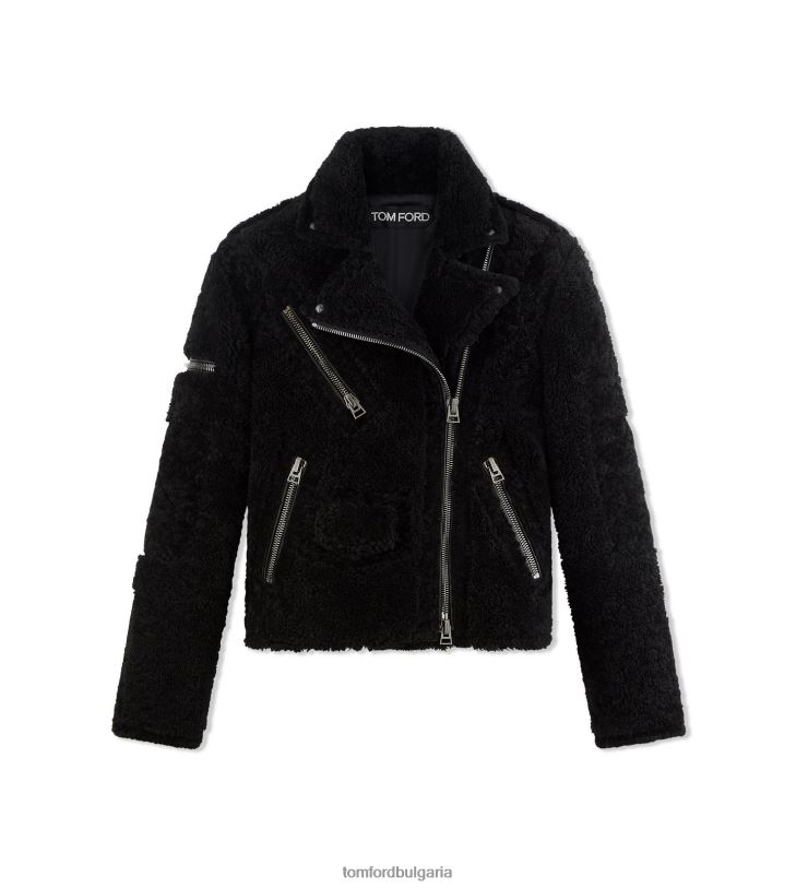 Жени облекло байкърско яке от напа черен TOM FORD B880D1227