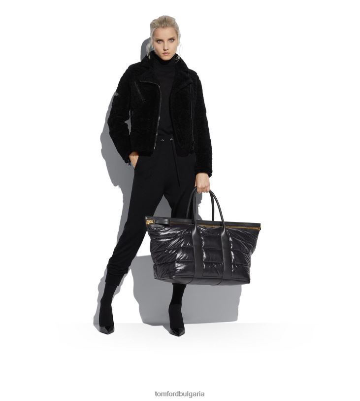 Жени облекло байкърско яке от напа черен TOM FORD B880D1227