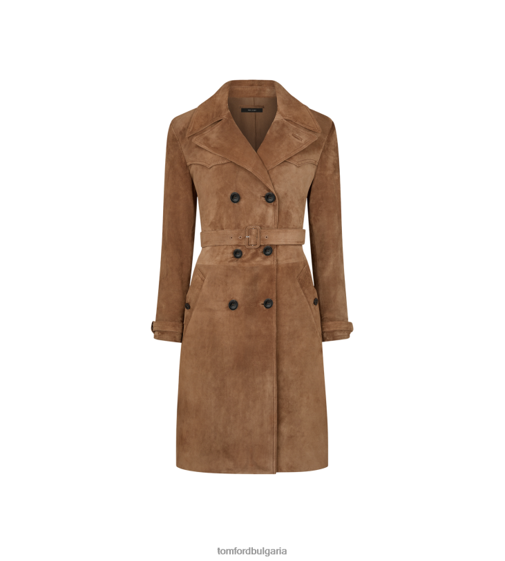 Жени облекло двуредно велурено палто от кашмир пясък TOM FORD B880D1230