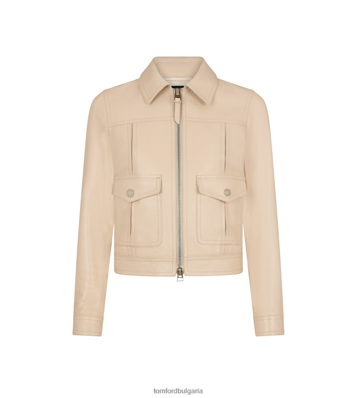 Жени облекло блузон от лъскава зърниста телешка кожа бреза TOM FORD B880D1235