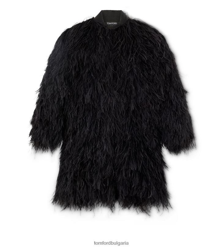 Жени облекло пера върху палто от органза черен TOM FORD B880D1237