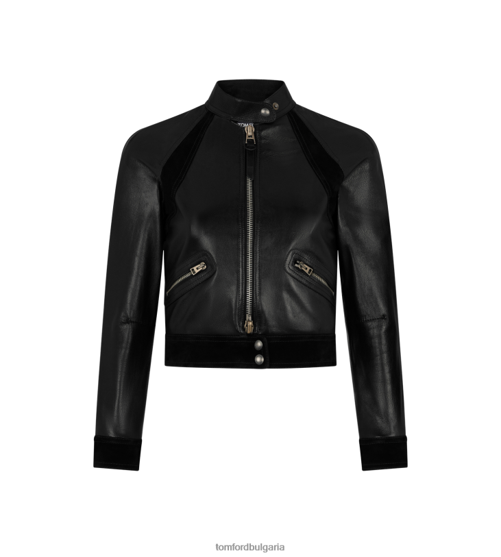 Жени облекло лъскава коза plonge' и кашмирено велурено състезателно яке черен TOM FORD B880D1229