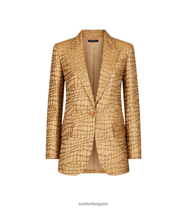 Жени облекло едноредно яке от кроко жакард "уолис". злато TOM FORD B880D1218