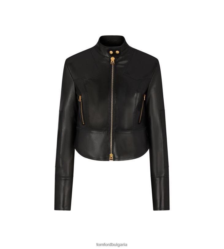 Жени облекло ново кожено байкърско яке plonge черен TOM FORD B880D1222