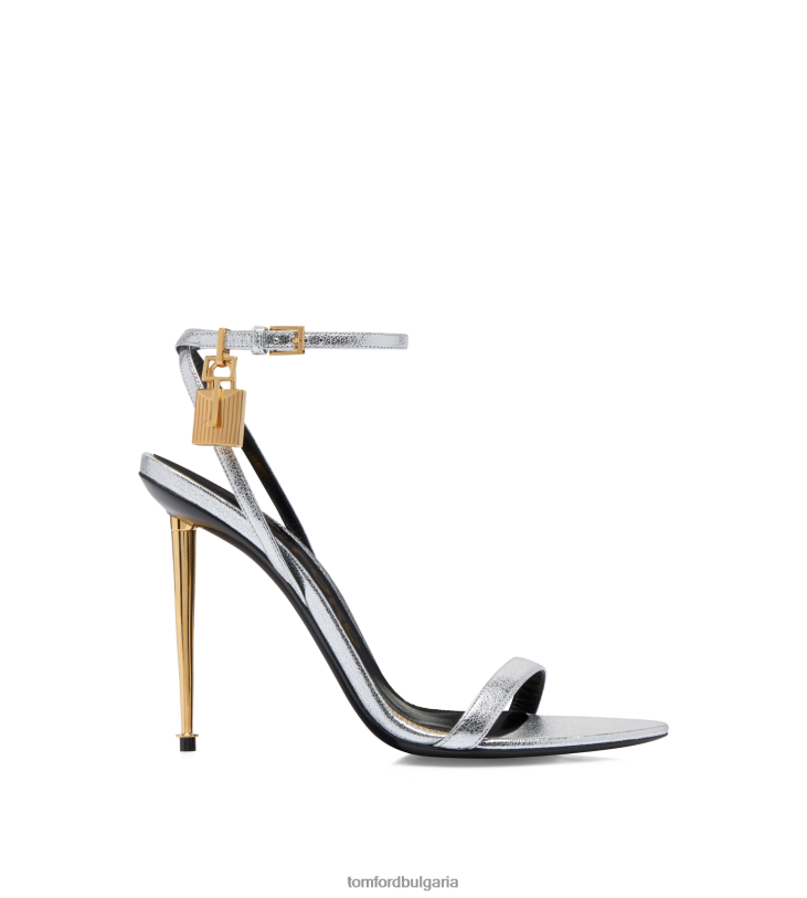 Жени обувки Гол сандал с катинар от ламинирана кожа напа злато TOM FORD B880D1279