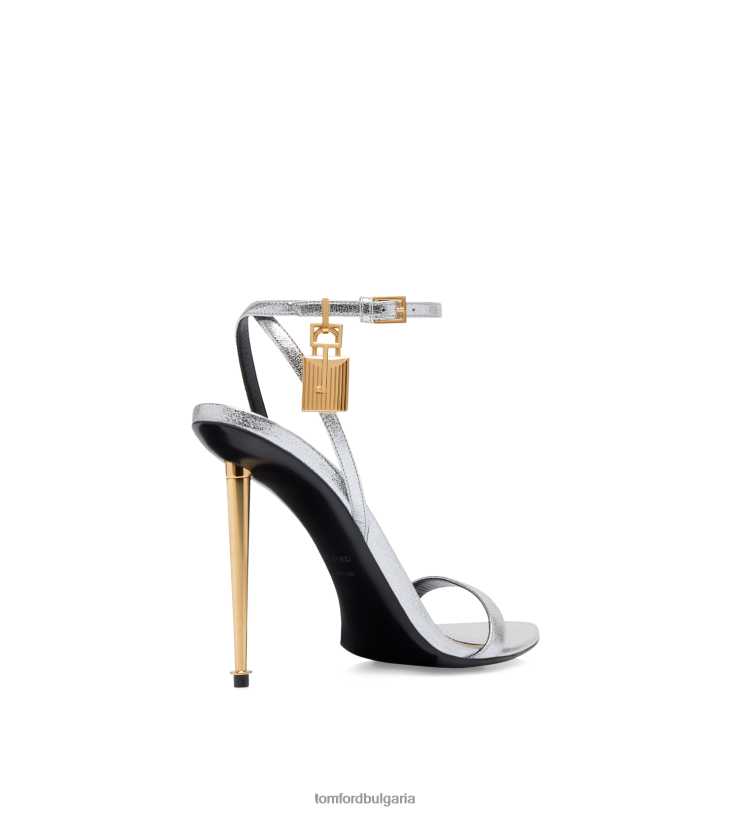 Жени обувки Гол сандал с катинар от ламинирана кожа напа злато TOM FORD B880D1279