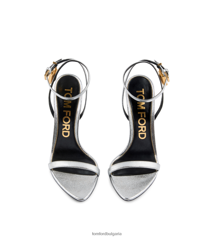 Жени обувки Гол сандал с катинар от ламинирана кожа напа злато TOM FORD B880D1279