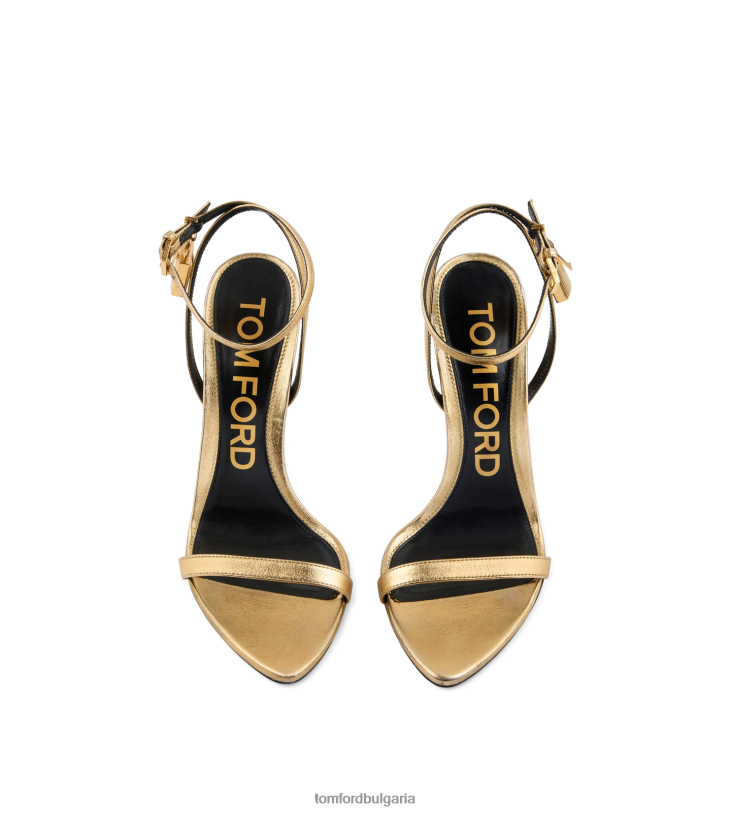 Жени обувки Гол сандал с катинар от ламинирана кожа напа злато TOM FORD B880D1280