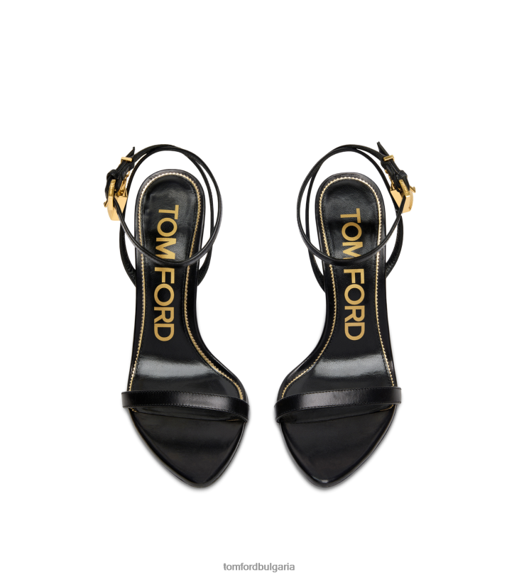 Жени обувки гол сандал с лъскав кожен катинар черен TOM FORD B880D1281