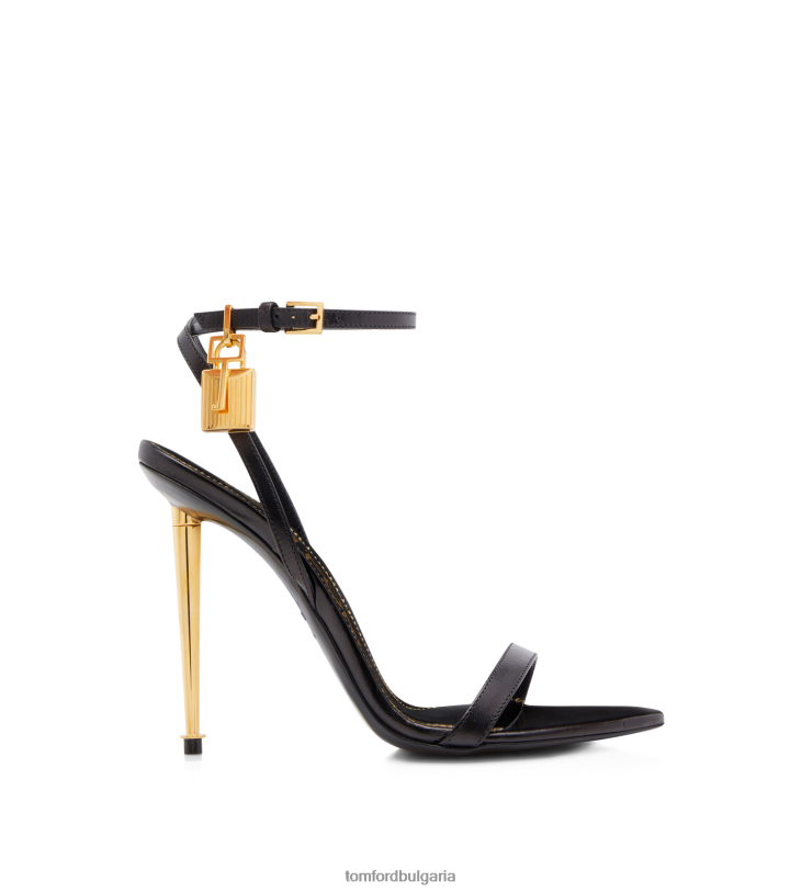 Жени обувки гол сандал с лъскав кожен катинар черен TOM FORD B880D1281