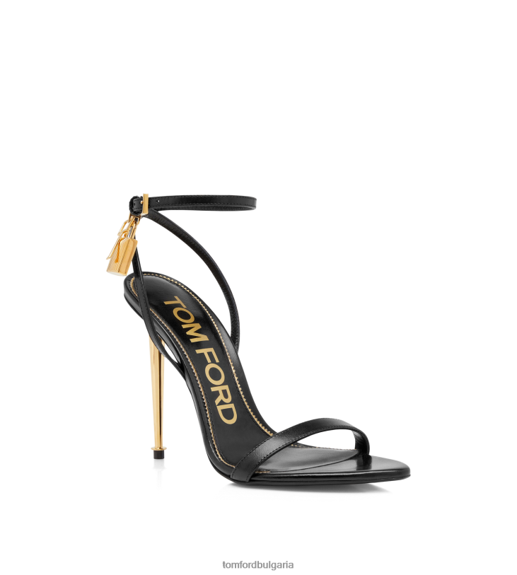 Жени обувки гол сандал с лъскав кожен катинар черен TOM FORD B880D1281
