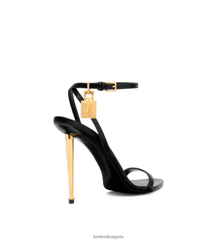 Жени обувки гол сандал с лъскав кожен катинар черен TOM FORD B880D1281