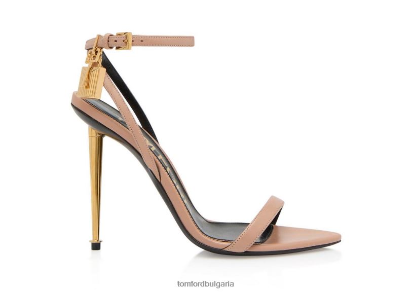 Жени обувки гол сандал с лъскав кожен катинар плът TOM FORD B880D1282