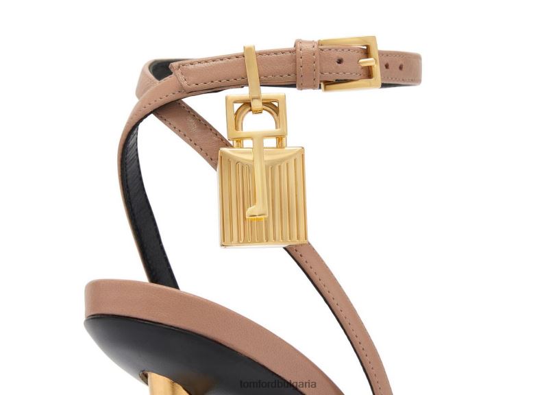 Жени обувки гол сандал с лъскав кожен катинар плът TOM FORD B880D1282