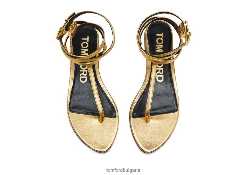 Жени обувки сандал с катинар от ламинирана кожа злато TOM FORD B880D1292