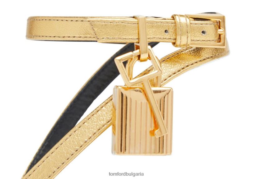 Жени обувки сандал с катинар от ламинирана кожа злато TOM FORD B880D1292