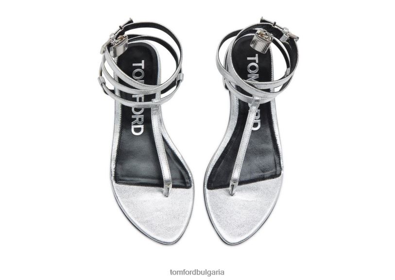 Жени обувки сандал с катинар от ламинирана кожа сребро TOM FORD B880D1293