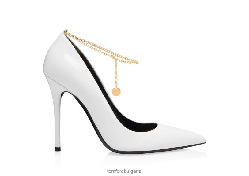 Жени обувки лачена верижка помпа бяло TOM FORD B880D1341