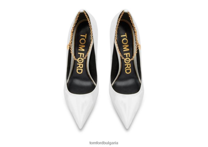 Жени обувки лачена верижка помпа бяло TOM FORD B880D1341