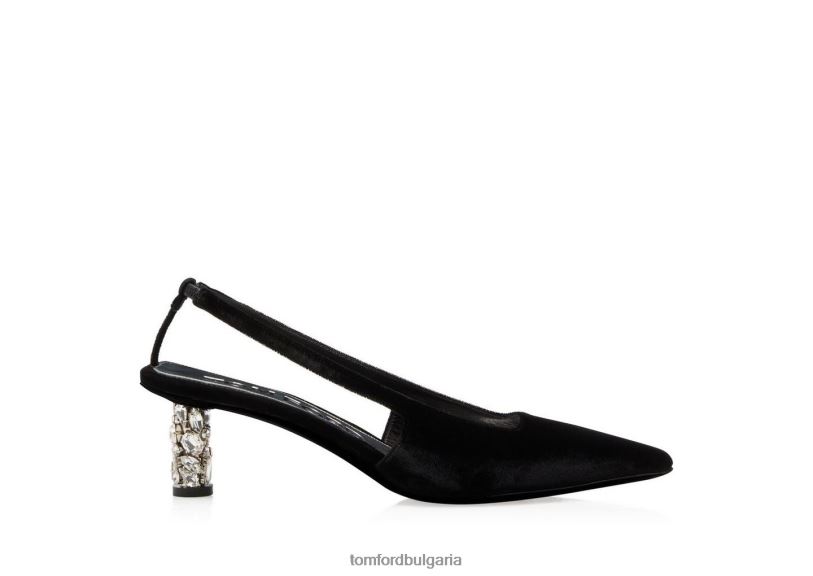 Жени обувки украсен с скъпоценни камъни кадифе черен TOM FORD B880D1343