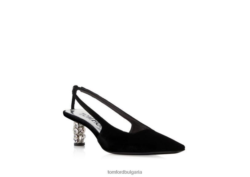 Жени обувки украсен с скъпоценни камъни кадифе черен TOM FORD B880D1343