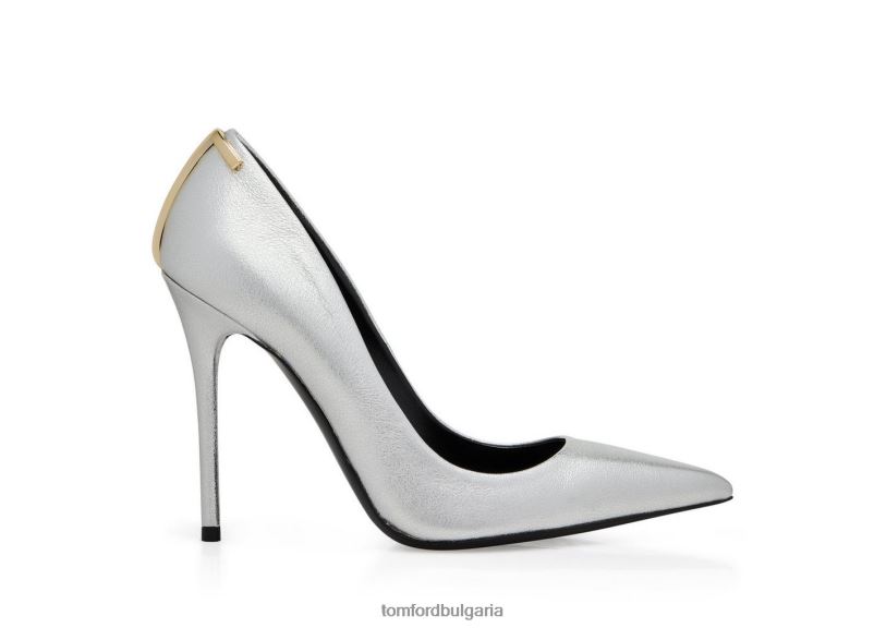 Жени обувки ламинирана напа емблематична t помпа сребро TOM FORD B880D1333