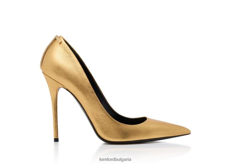 Жени обувки ламинирана напа емблематична t помпа злато TOM FORD B880D1334