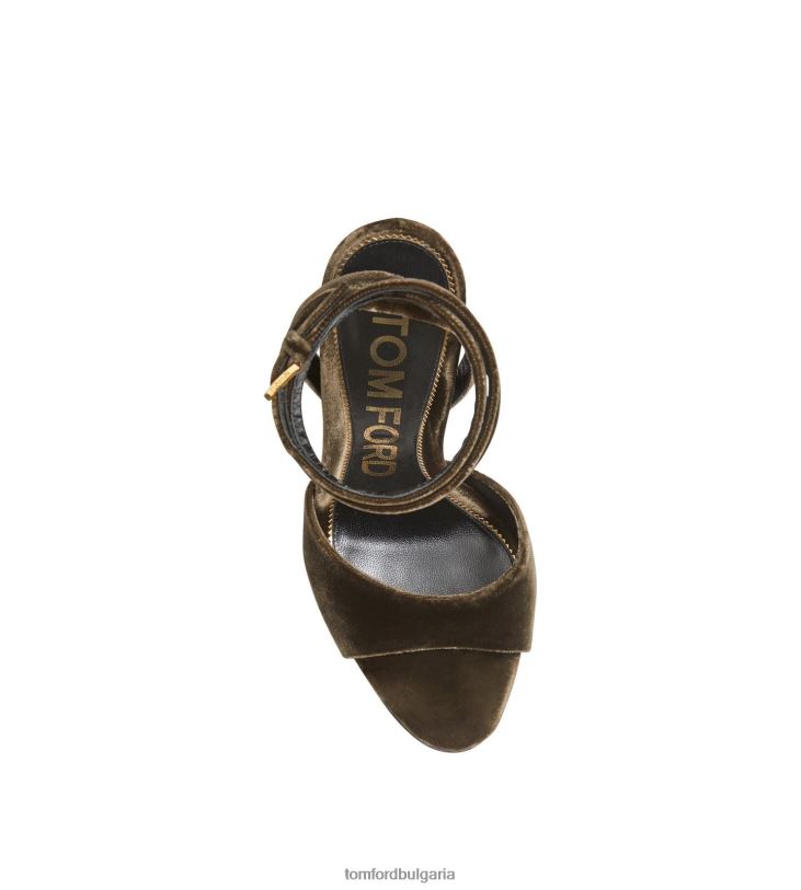 Жени обувки кадифени диско сандали с платформа 140 мм тъмна норка TOM FORD B880D1307