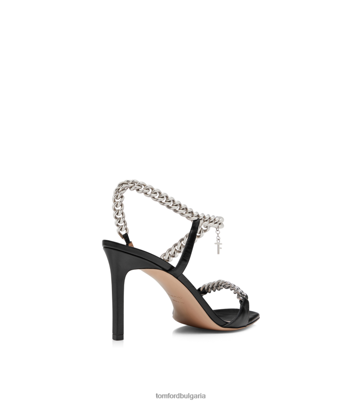 Жени обувки лъскав кожен зенит сандал черен TOM FORD B880D1310