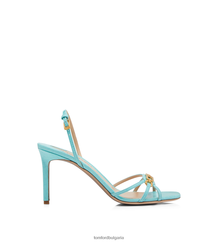 Жени обувки щампован сандал Уитни от кожа на гущер аква небе TOM FORD B880D1313
