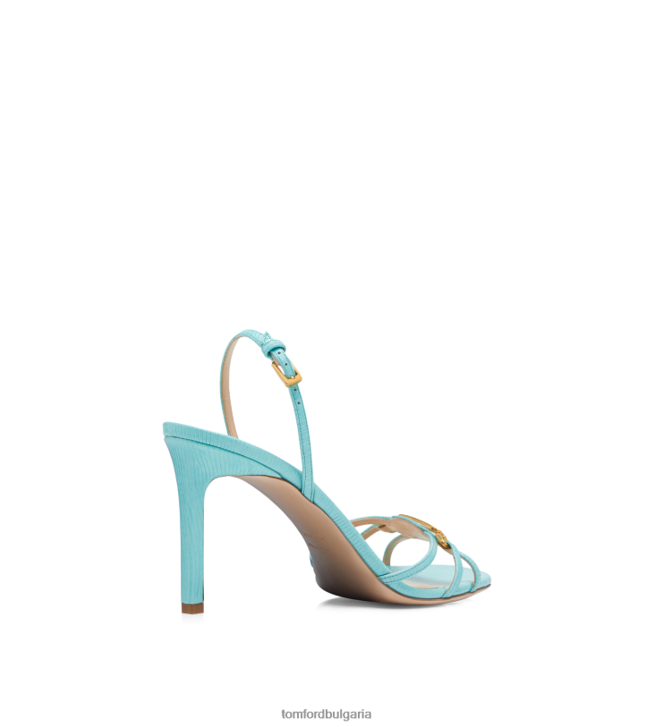 Жени обувки щампован сандал Уитни от кожа на гущер аква небе TOM FORD B880D1313