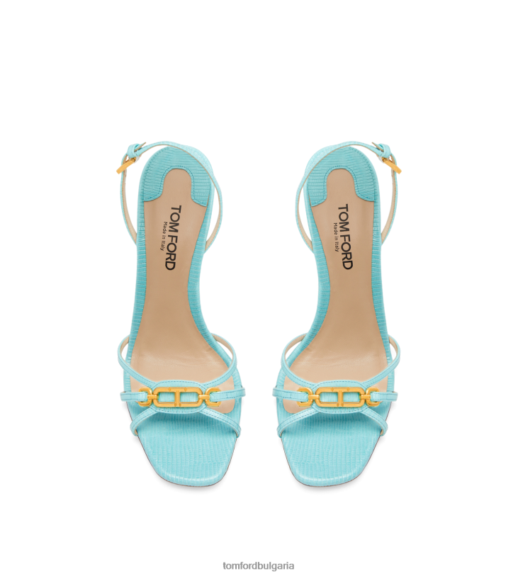 Жени обувки щампован сандал Уитни от кожа на гущер аква небе TOM FORD B880D1313