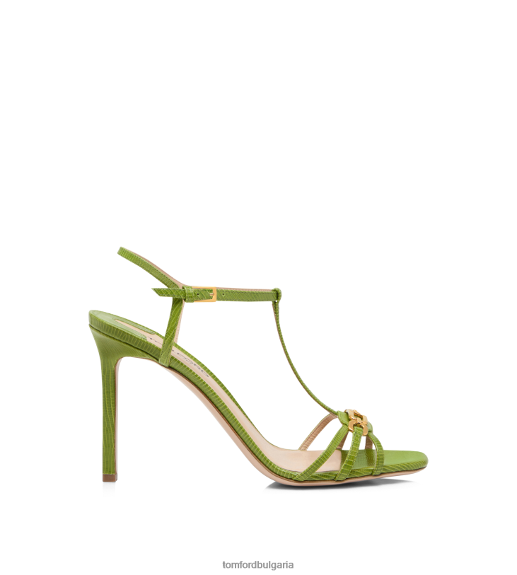Жени обувки щампован сандал Уитни от кожа на гущер киселинно зелено TOM FORD B880D1315