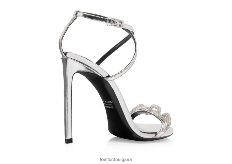 Жени обувки сандал с огледална кожена верига сребро TOM FORD B880D1316