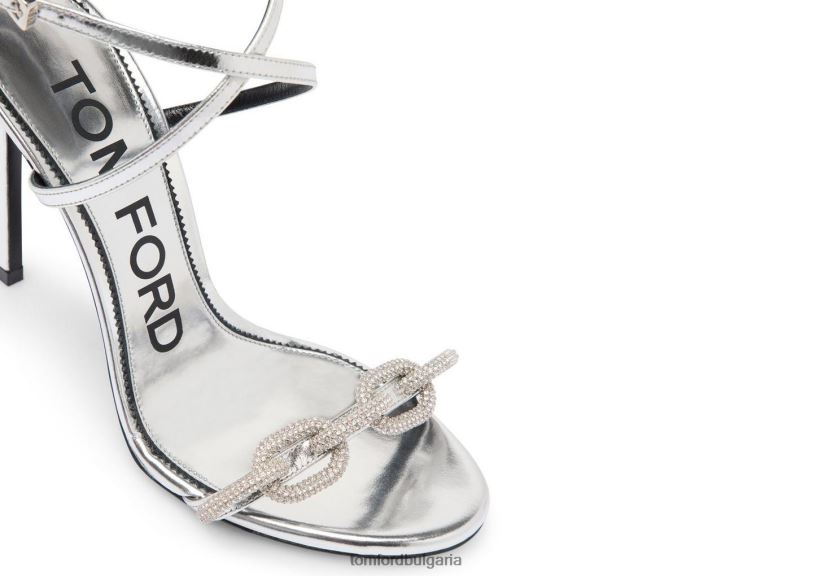 Жени обувки сандал с огледална кожена верига сребро TOM FORD B880D1316