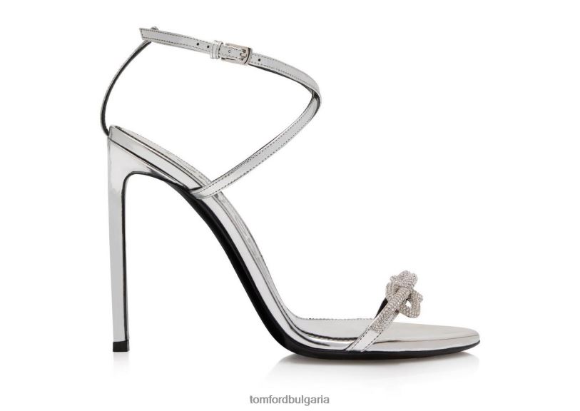 Жени обувки сандал с огледална кожена верига сребро TOM FORD B880D1316