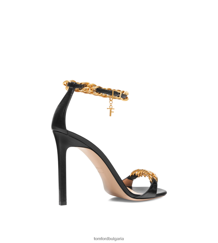 Жени обувки лъскав кожен зенит сандал черен TOM FORD B880D1319