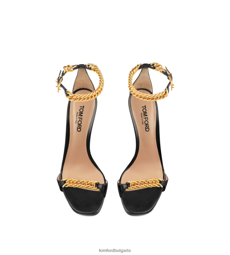 Жени обувки лъскав кожен зенит сандал черен TOM FORD B880D1319