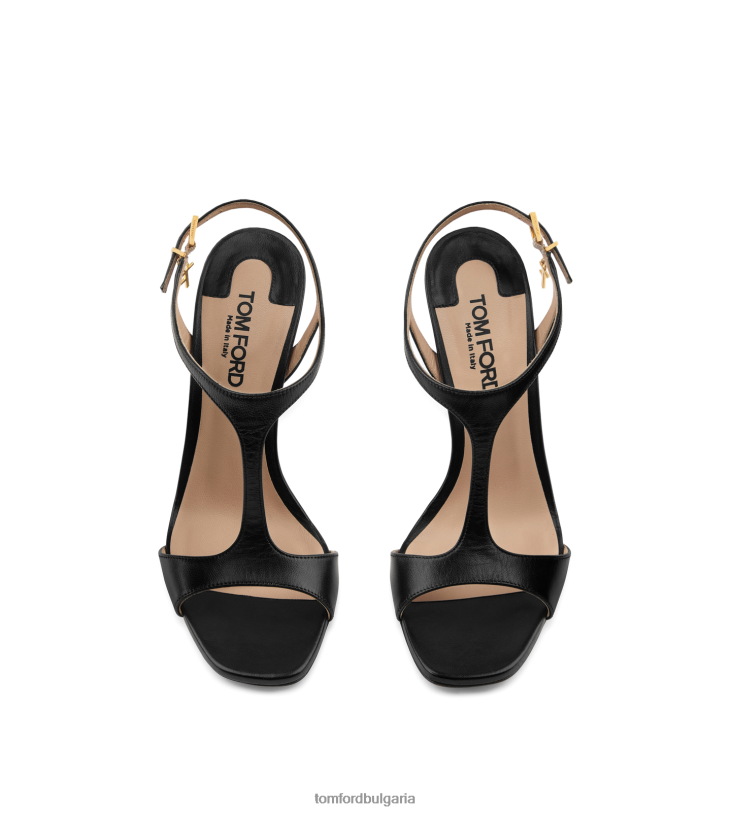 Жени обувки лъскав кожен сандал Анджелина черен TOM FORD B880D1320